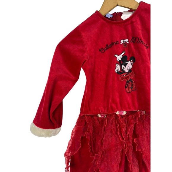 Minnie Mouse Dress Ballerina 5T World of Disney Red Velvet Party Christmas Vtg - Picture 4 of 10